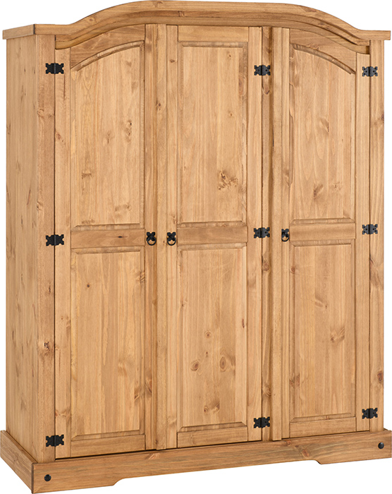 Corona 3 Door Wardrobe In Distressed Waxed Pine